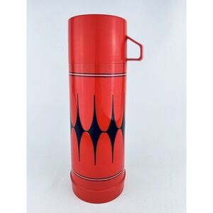 Aladdin Vanguard Thermos Bottle No. 43C Classic Red Black Diamond Argyle Vintage